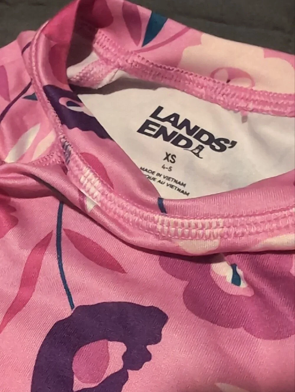 Lands' End Pink Floral Kids Pajama Set - Long Sleeve Top & Pants